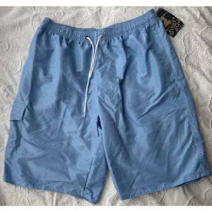 Men's Sinede Light Blue Swim Trunks with White Drawstring Size L